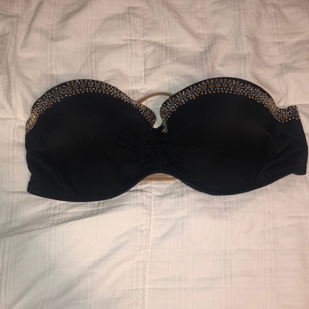 Embellished Black Bikini Top